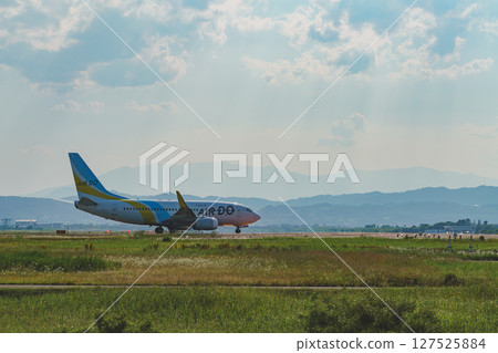 Plane preparing for takeoff, Sendai Airport, Natori City, Miyagi Prefecture Plane preparing for takeoff, Sendai Airport, Natori City, Miyagi Prefecture 127525884