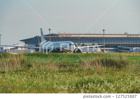 Plane preparing for takeoff, Sendai Airport, Natori City, Miyagi Prefecture Plane preparing for takeoff, Sendai Airport, Natori City, Miyagi Prefecture 127525887