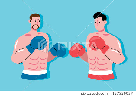 Two Cartoon Boxers Facing Off 127526037