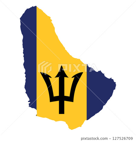 Barbados outline of map on background of national flag 127526709