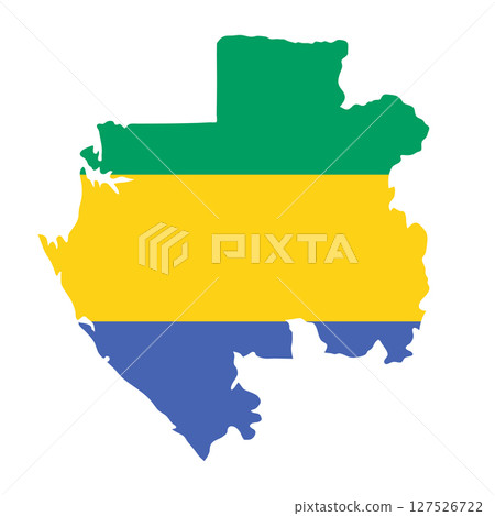 Gabon outline of map on background of national flag 127526722