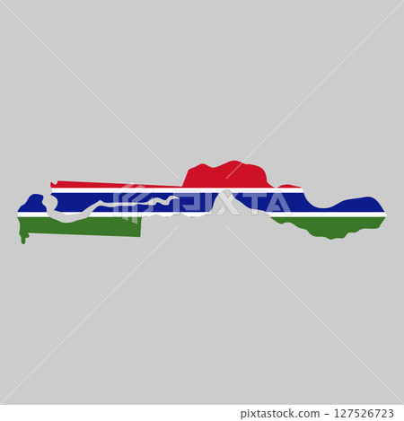 Gambia outline of map on background of national flag Gambia outline of map on background of national flag 127526723