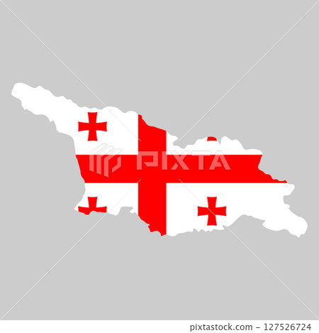 Georgia outline of map on background of national flag Georgia outline of map on background of national flag 127526724