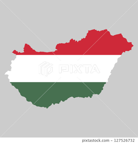 Hungary outline of map on background of national flag Hungary outline of map on background of national flag 127526732