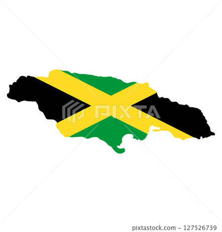 Jamaica outline of map on background of national flag Jamaica outline of map on background of national flag 127526739