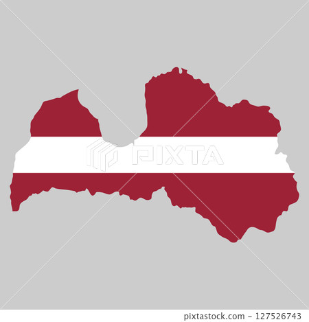 Latvia outline of map on background of national flag 127526743