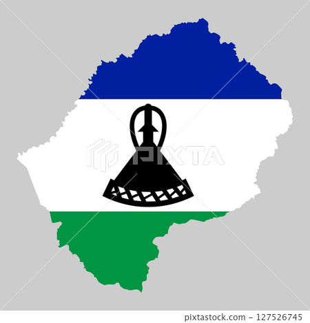 Lesotho outline of map on background of national flag Lesotho outline of map on background of national flag 127526745