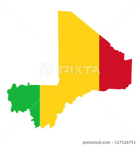 Mali outline of map on background of national flag Mali outline of map on background of national flag 127526751