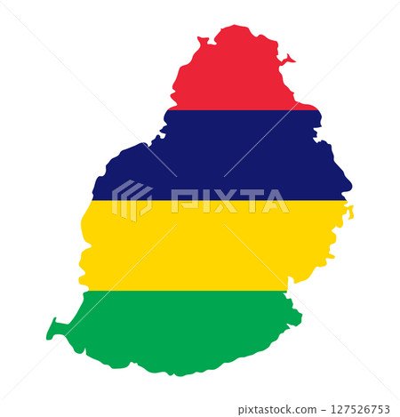 Mauritius outline of map on background of national flag 127526753