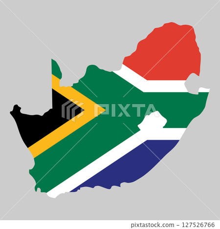 outline of map of South Africa on background of national flag 127526766