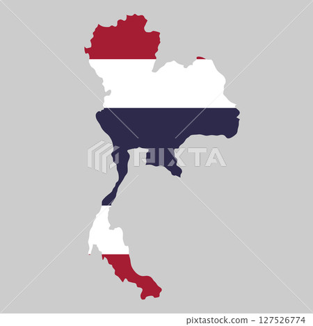 Thailand outline of map on background of national flag 127526774