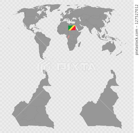 Republic of Cameroon Map Set with World Location. 127527012