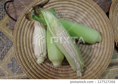 Vegetables, summer vegetables, white corn, harvest image 127527268