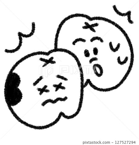 A hand-drawn illustration of a cute tooth suffering from tooth decay A hand-drawn illustration of a cute tooth suffering from tooth decay 127527294