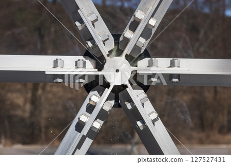 Heavy Steel Joint Connection with Bolted Metal Beams in Structural Engineering 127527431