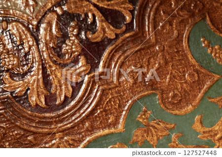 Detailed view of a textured decorative surface 127527448