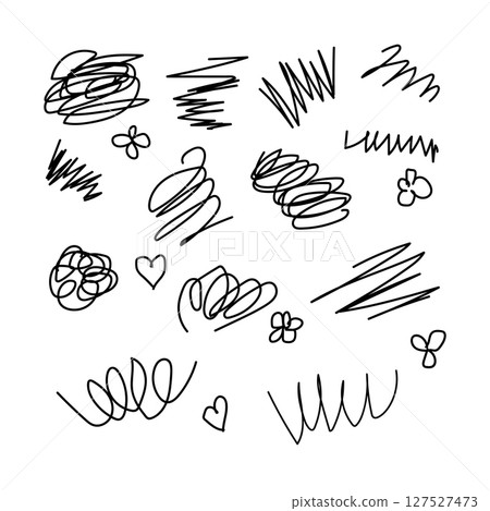 Set of different wavy and zigzag lines. Collection of different thin lines. Set of wavy winding lines. Crossing horizontal lines. Vector illustration 127527473