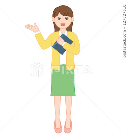 一位年輕女老師微笑著解釋的插圖 127527510