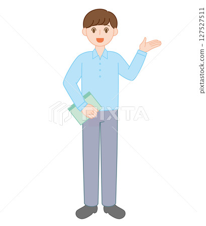 一位年輕男老師微笑著解釋的插圖 127527511