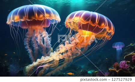 jellyfish underwater in aquarium 127527929