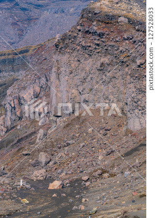 (Kumamoto Prefecture) Agglutinate topography of the crater wall of Nakadake, Mt. Aso 127528033