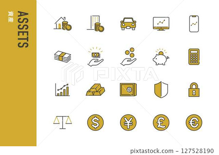 資產簡單線條圖示集 資產簡單線條圖示集 127528190