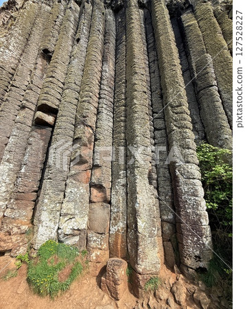 Giant's Causeway is a UNESCO World Heritage Site on Northern Ireland's Antrim Coast, famous for hexagonal stones by volcanic activity and beautiful coast. 127528227