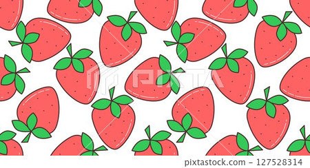 Ripe juicy large strawberries seamless pattern 127528314
