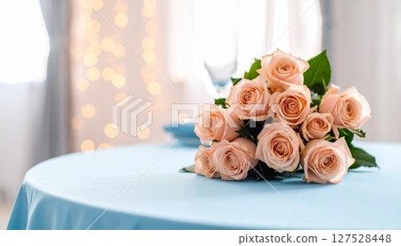 Gorgeous pink roses on a table 127528448