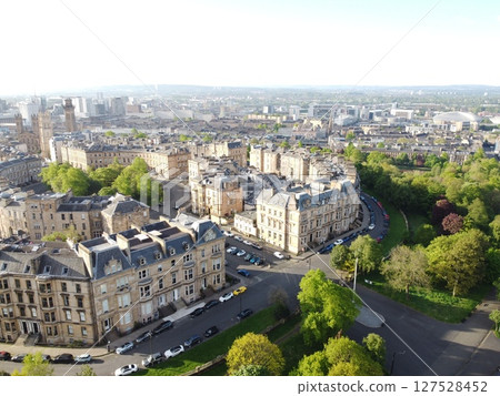 Glasgow is Scotland largest city in the UK, featuring historic, artistic charm with beautiful Victorian architecture and the Clyde River. 127528452