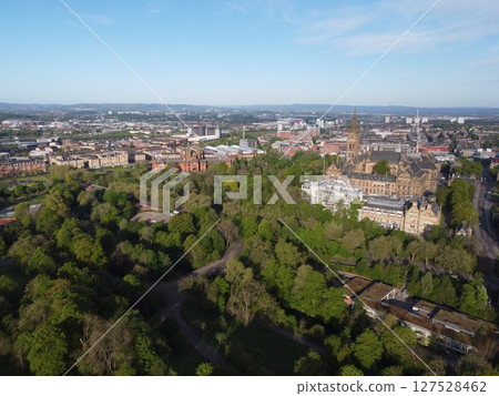 Glasgow is Scotland largest city in the UK, featuring historic, artistic charm with beautiful Victorian architecture and the Clyde River. 127528462