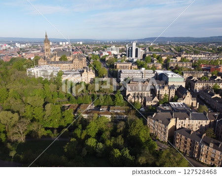 Glasgow is Scotland largest city in the UK, featuring historic, artistic charm with beautiful Victorian architecture and the Clyde River. 127528468