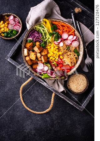 Vegan healthy poke bowl with tofu Vegan healthy poke bowl with tofu 127528476