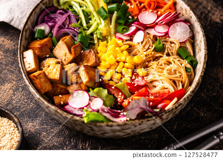 Vegan healthy poke bowl with tofu Vegan healthy poke bowl with tofu 127528477