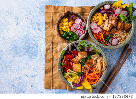 Vegan healthy poke bowl with tofu Vegan healthy poke bowl with tofu 127528478
