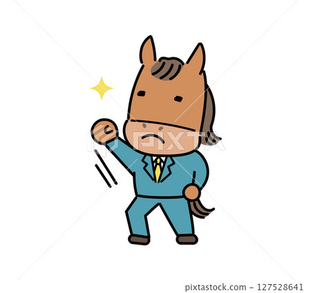 A motivated horse character in a suit A motivated horse character in a suit 127528641