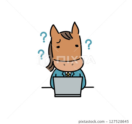 馬角色在電腦上工作時遇到困難 127528645