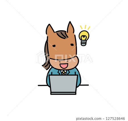 一匹馬在電腦上工作時突然有了靈感 一匹馬在電腦上工作時突然有了靈感 127528646