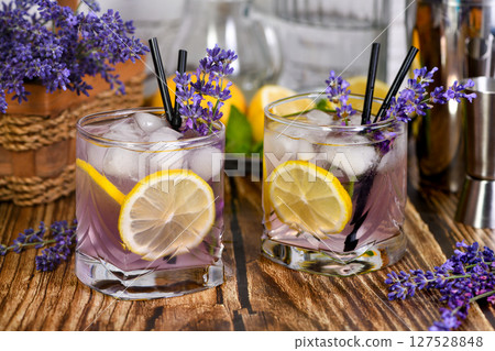 Margarita cocktail with lavender flavor 127528848