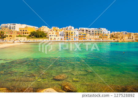 View of the picturesque small town of Birzebbuga in Malta 127528892