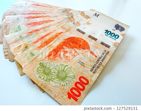 Argentine peso banknotes 127529131