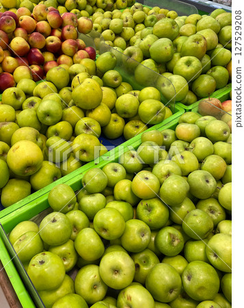 Lots of boxes of apples for food the shop Lots of boxes of apples for food the shop 127529208