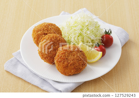 Delicious looking minced meat cutlet Delicious looking minced meat cutlet 127529243
