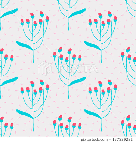 Hand drawn flowers, seamless abstract pattern with floral for fabric, textiles, clothing, wrapping paper, cover, banner, home decor, abstract background 127529281