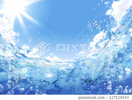 從水下仰望太陽的插圖 127529543