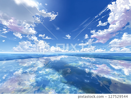 Illustration material of a beautiful tropical, crystal clear blue sea 127529544