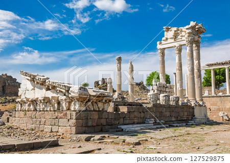 Temple of Trajan ruins at Pergamon acropolis in Turkey Temple of Trajan ruins at Pergamon acropolis in Turkey 127529875