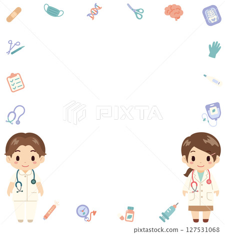 Cute and simple doctor and nurse medical frame 127531068