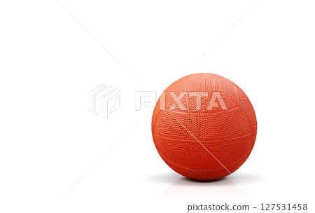Orange dodgeball, orange rubber ball, dodgeball sport, placed on a white background. 127531458