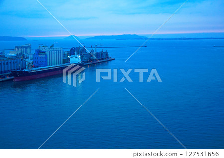 Evening view of Hakata Bay from Hakata Port Tower 127531656
